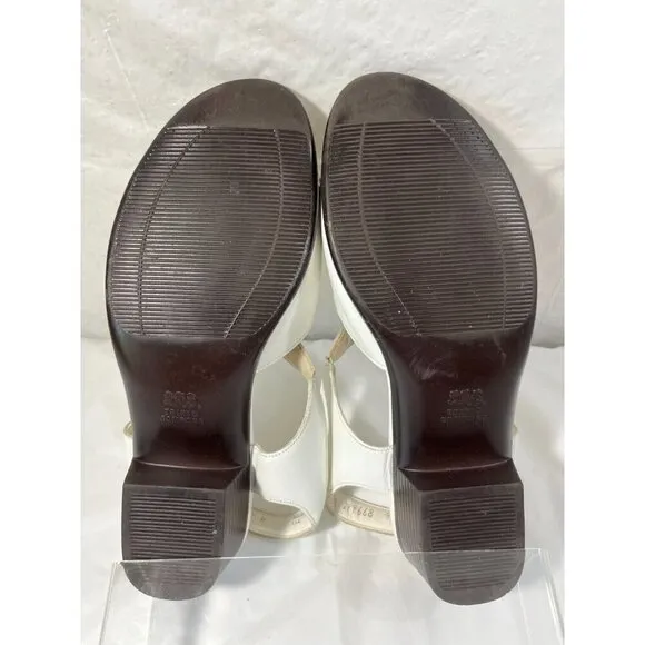 SAS Tripad Comfort Suntimer White Leather Low Heel Sandals Women Size 9 W