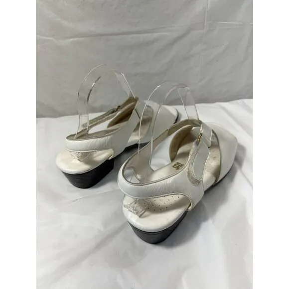 SAS Tripad Comfort Suntimer White Leather Low Heel Sandals Women Size 9 W