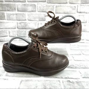 SAS Walk Easy Womens Size 9 W Brown Leather Lace Up Comfort Walking Shoes