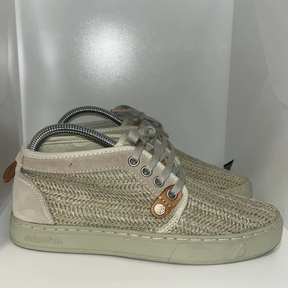 SATORISAN Hamoru Tropic Woven Raffia HighTop Sneaker Shoes Women’s 38 US 7