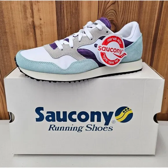 Saucony DXN Trainer Vintage White/Purple Women's Running Shoes Size 9