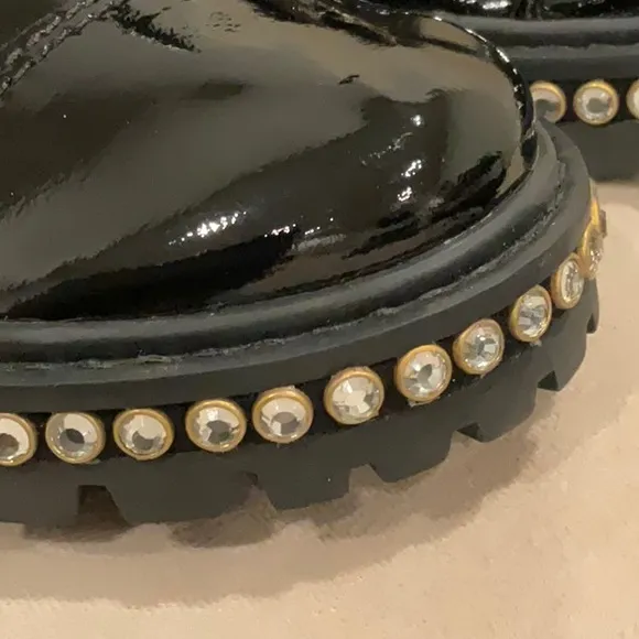 SCHUTZ Black Patent Leather Ankle Boots