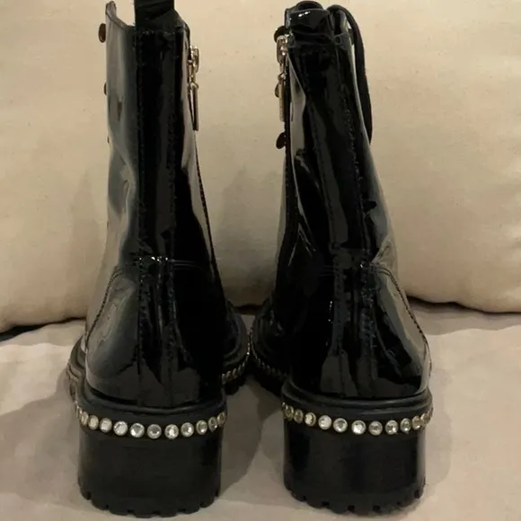 SCHUTZ Black Patent Leather Ankle Boots