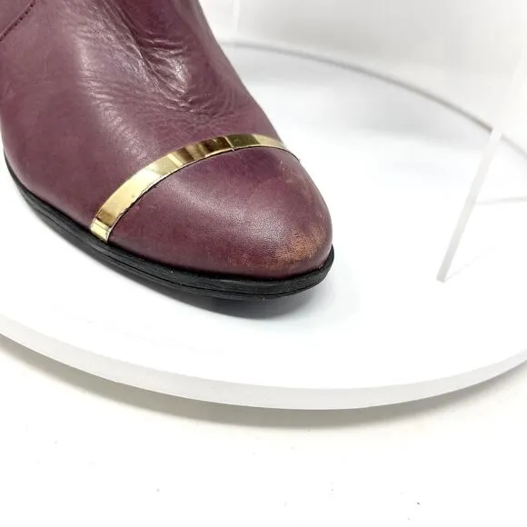 SCHUTZ Boots Women Size 6 Caelainn Cabernet Purple Leather Designer Mid Heel