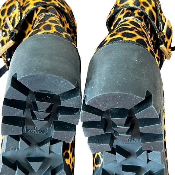 Schutz Calista Animal Print Calf Hair Combat Boots