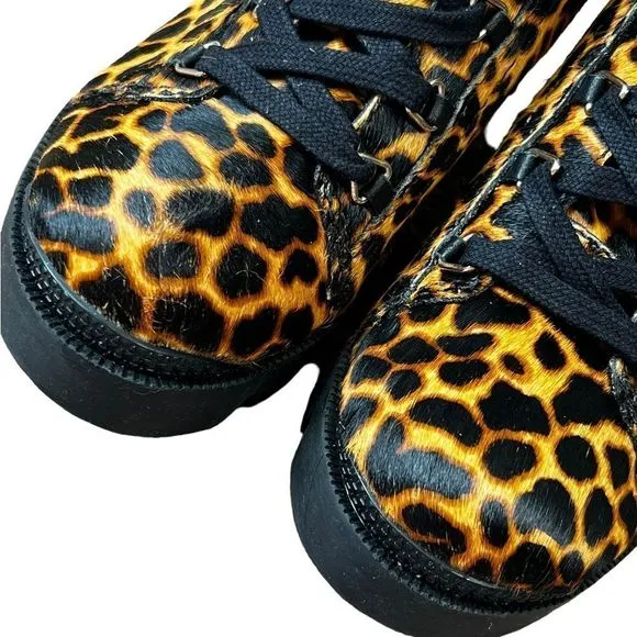 Schutz Calista Animal Print Calf Hair Combat Boots