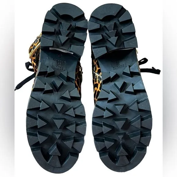 Schutz Calista Animal Print Calf Hair Combat Boots