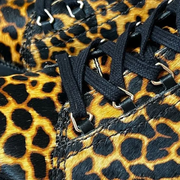 Schutz Calista Animal Print Calf Hair Combat Boots