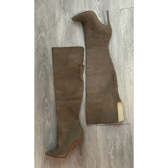SCHUTZ Germana Tan Suede Leather Over the Knee Boots Size 7 Cocktail