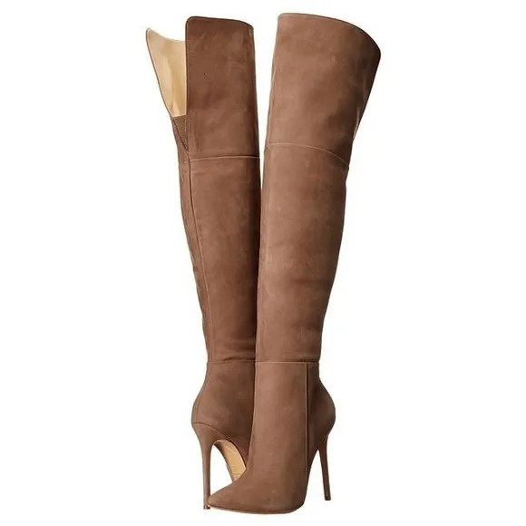 SCHUTZ Germana Tan Suede Leather Over the Knee Boots Size 7 Cocktail