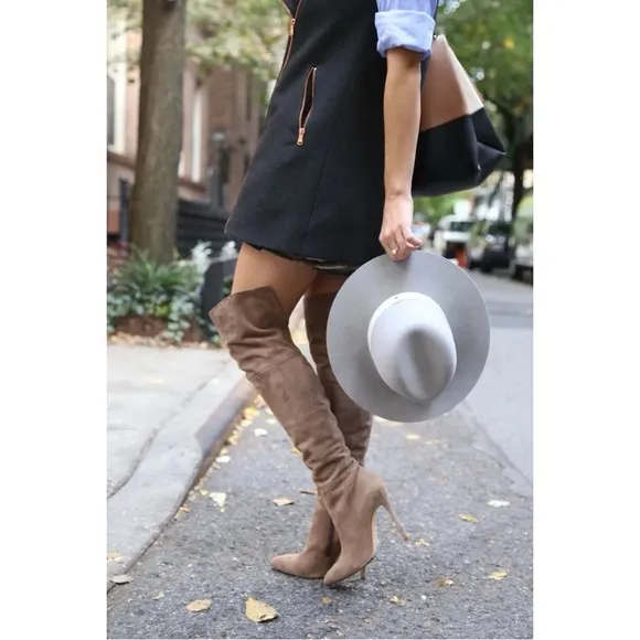 SCHUTZ Germana Tan Suede Leather Over the Knee Boots Size 7 Cocktail