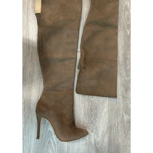 SCHUTZ Germana Tan Suede Leather Over the Knee Boots Size 7 Cocktail
