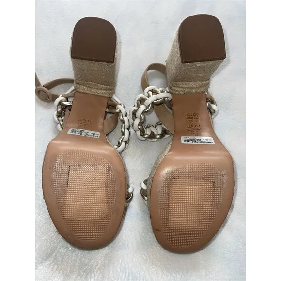 Schutz Juliet Platform Woven Leather &amp; Suede Sandals Heels Sz 10.5