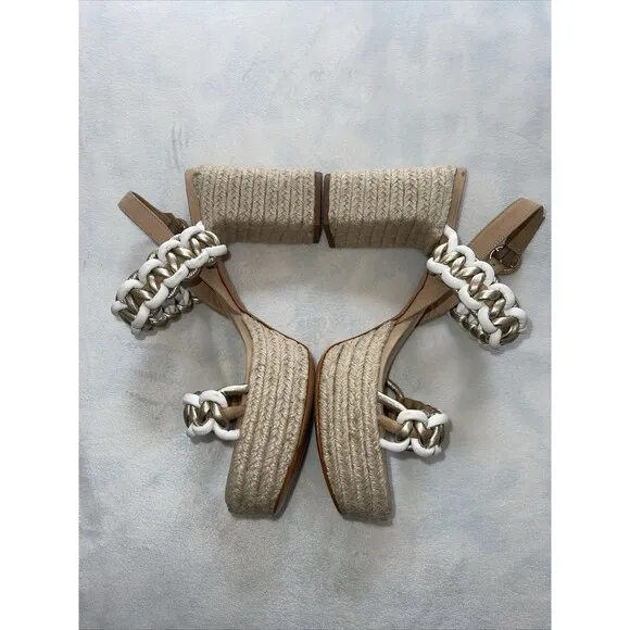 Schutz Juliet Platform Woven Leather &amp; Suede Sandals Heels Sz 10.5