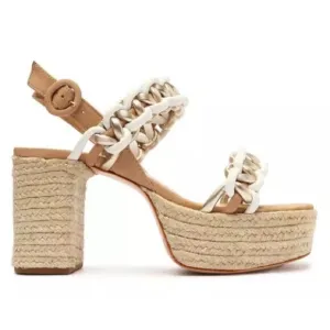 Schutz Juliet Platform Woven Leather &amp; Suede Sandals Heels Sz 10.5