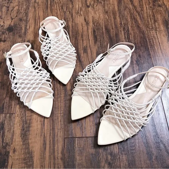SCHUTZ • Tinah Woven Flat sandal Eggshell cream ecru braided leather Evereve