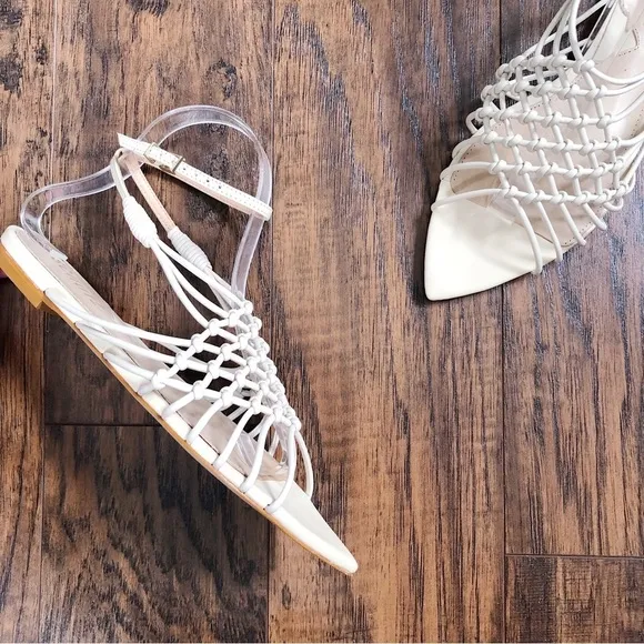 SCHUTZ • Tinah Woven Flat sandal Eggshell cream ecru braided leather Evereve