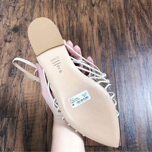 SCHUTZ • Tinah Woven Flat sandal Eggshell cream ecru braided leather Evereve