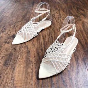 SCHUTZ • Tinah Woven Flat sandal Eggshell cream ecru braided leather Evereve