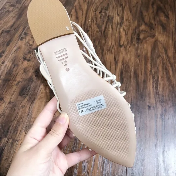 SCHUTZ • Tinah Woven Flat sandal Eggshell cream ecru braided leather Evereve