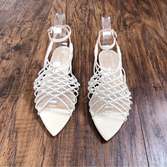 SCHUTZ • Tinah Woven Flat sandal Eggshell cream ecru braided leather Evereve