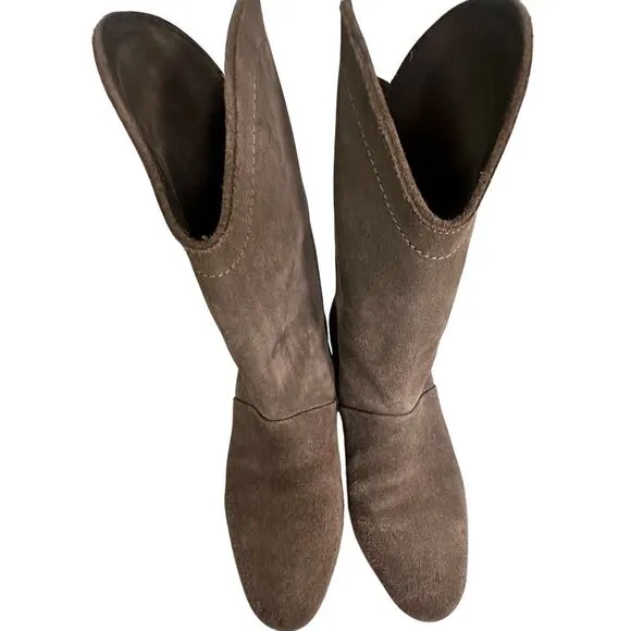 See By Chloe Heeled Suede Leather Mid Calf Boots Women’s Sz 36.5 Festival Boho