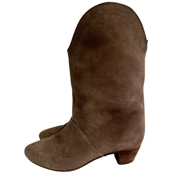 See By Chloe Heeled Suede Leather Mid Calf Boots Women’s Sz 36.5 Festival Boho