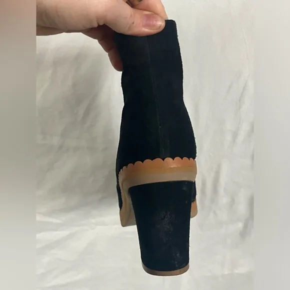 See by Chloe Women’s Stasya Black‎ Suede Scalloped Detail Booties- Size 9.5