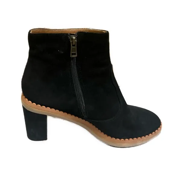 See by Chloe Women’s Stasya Black‎ Suede Scalloped Detail Booties- Size 9.5