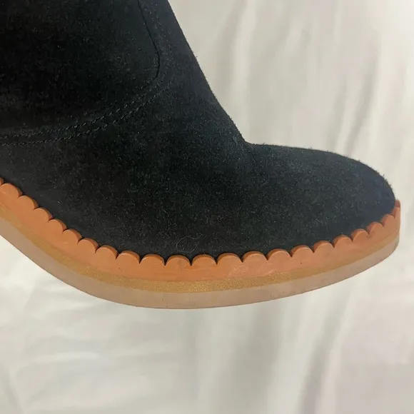 See by Chloe Women’s Stasya Black‎ Suede Scalloped Detail Booties- Size 9.5