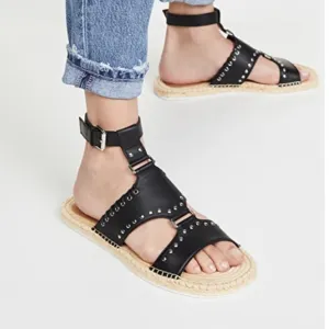 See by Chloe Yuna Espadrille Woven Studded Leather Sandals