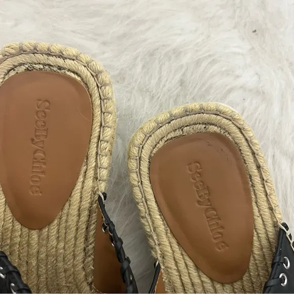 See by Chloe Yuna Espadrille Woven Studded Leather Sandals