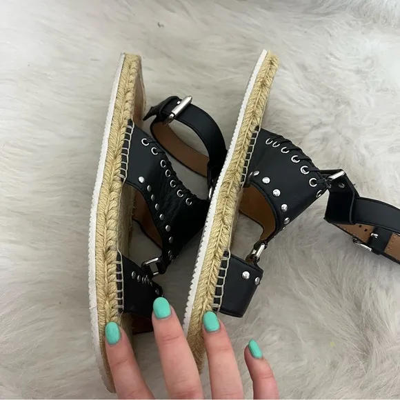 See by Chloe Yuna Espadrille Woven Studded Leather Sandals