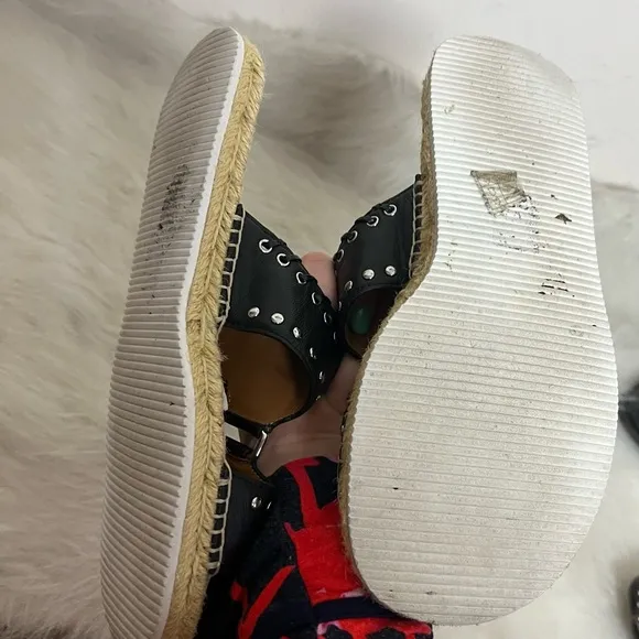 See by Chloe Yuna Espadrille Woven Studded Leather Sandals