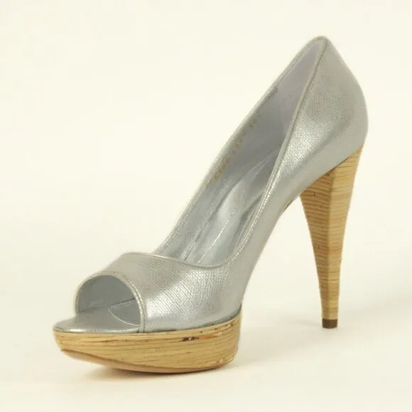 SERGIO ROSSI SHOES PLATFORM PUMPS LAMINATED LEATHER sz IT 39.5 / US 9.5