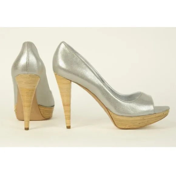 SERGIO ROSSI SHOES PLATFORM PUMPS LAMINATED LEATHER sz IT 39.5 / US 9.5