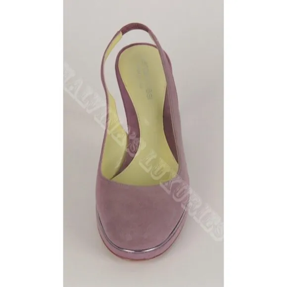 SERGIO ROSSI SHOES SUEDE LEATHER SLINGBACK SANDALS sz 35 / 5