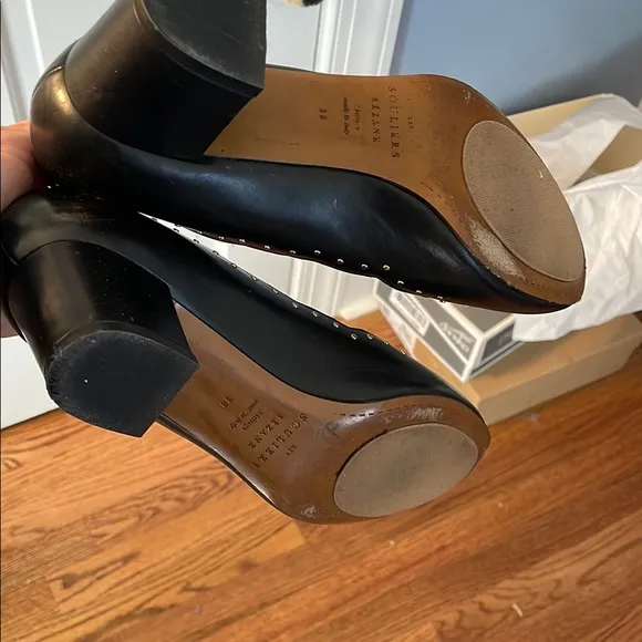 Sezane FLIRTY French Feminine CLASSIC elegant Black Leather Women's Pumps 38 💋