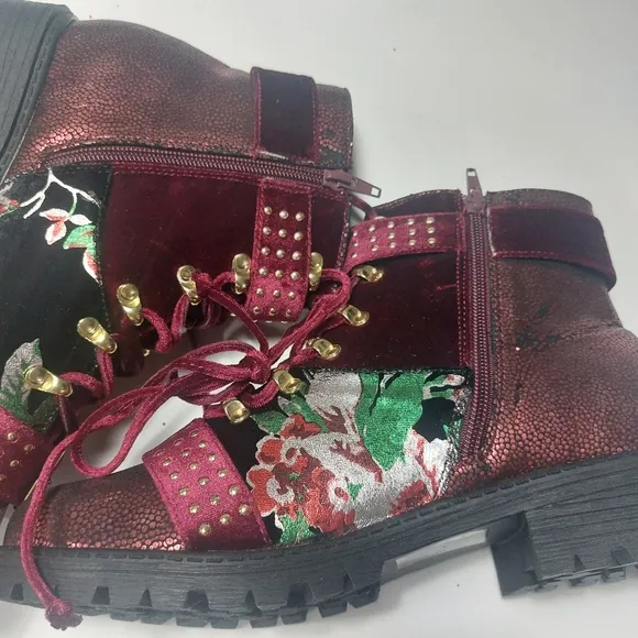 Shoe Republic Floral Design Multicolor Women's Ankle Boots Size 10M