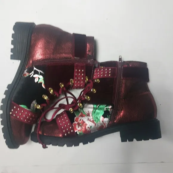 Shoe Republic Floral Design Multicolor Women's Ankle Boots Size 10M