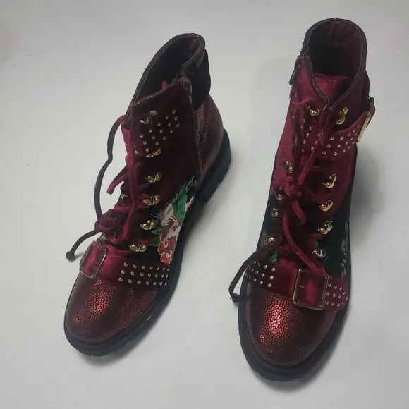 Shoe Republic Floral Design Multicolor Women's Ankle Boots Size 10M