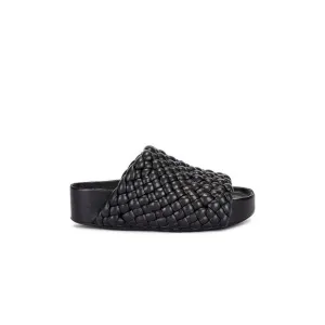 SIMON MILLER Womens Black 1-1/2&quot; Platform Round Wedge Slip On Slide Sandals 36