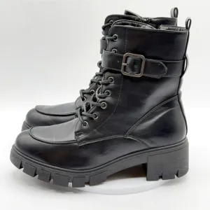 Sincerely Jules Eastbridge Combat Heel Boots Size 8.5 Womens Black Vegan‎