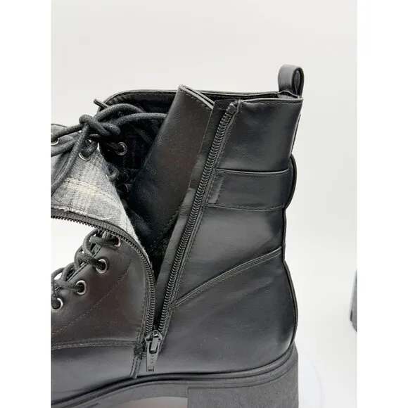 Sincerely Jules Eastbridge Combat Heel Boots Size 8.5 Womens Black Vegan‎