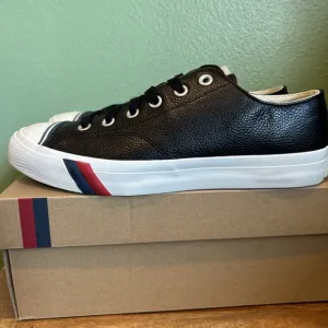 Size 10 Men Pro Keds Royale Lo Vintage Low Top Black Leather Sneaker New