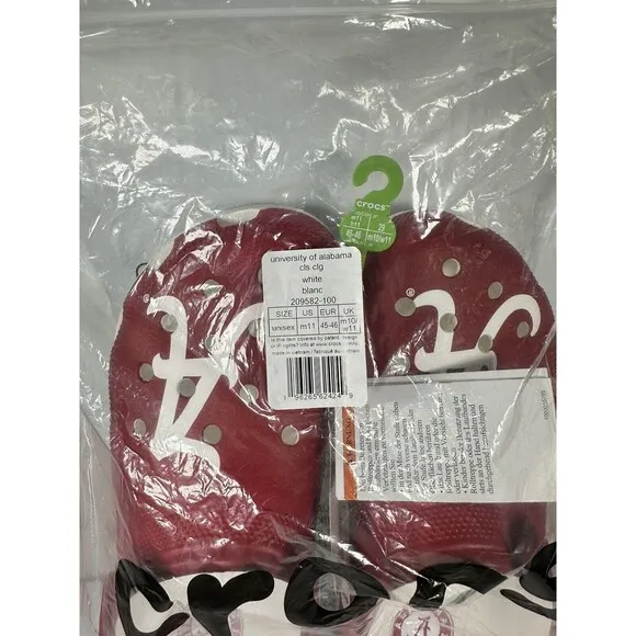 Size 11 Mens Crocs University of Alabama Crimson Tide Classic Clogs 209582-100
