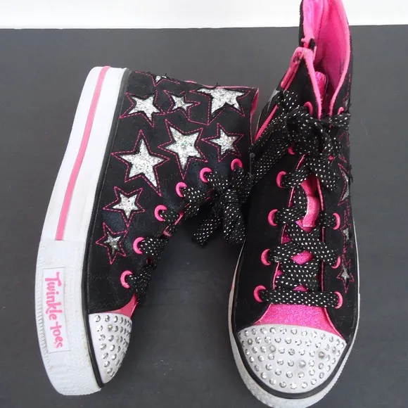 Size 2. Skechers hi-top twinkle toes sneakers shoes.