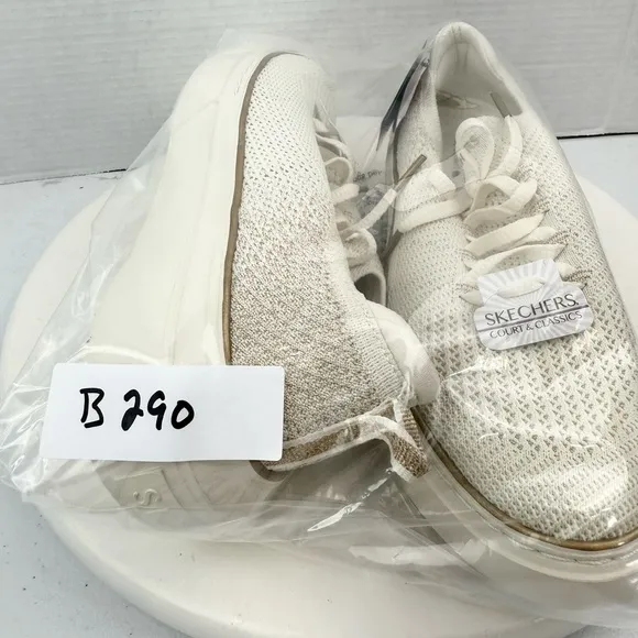Skechers Cordova Classic Sparkling Gold Dust Off White Womens Shoes 185075 Sz 7