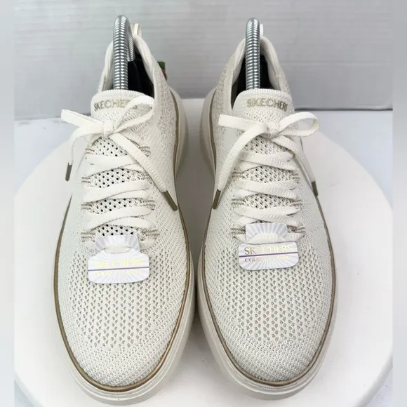 Skechers Cordova Classic Sparkling Gold Dust Off White Womens Shoes 185075 Sz 7