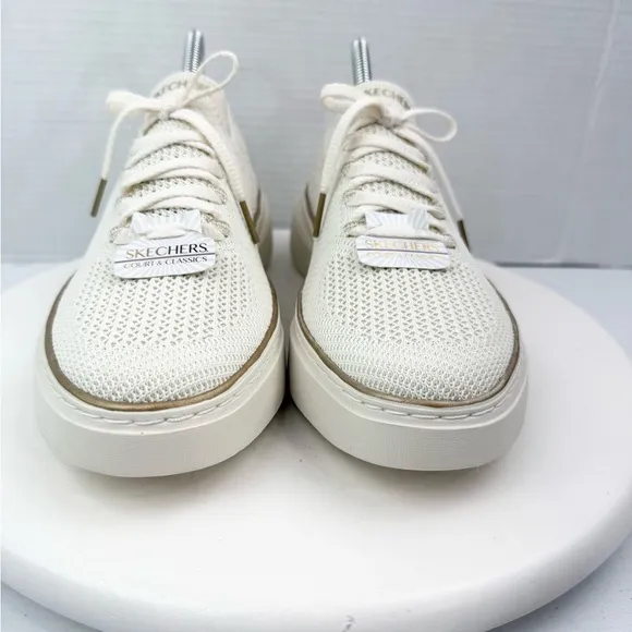 Skechers Cordova Classic Sparkling Gold Dust Off White Womens Shoes 185075 Sz 7